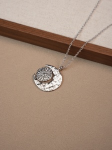 럭셔리 빈티지 썬 & 문 펜던트 목걸이 새로운 리얼 골드 플래티넘 도금 황동 패션 쥬얼리 - Product Image 4