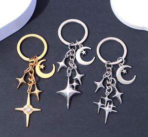 Porte-clés vintage étoile et lune, pendentif étoile en métal ajouré, breloque de sac tendance pour sac à main et cadeau - Product Image 3