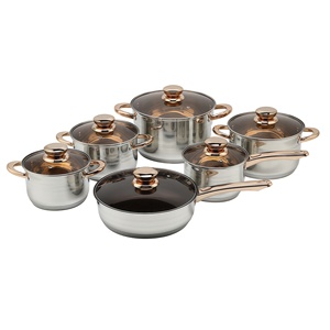 Ollas y sartenes antiadherentes de fábrica, 12 Uds., sartén, olla para salsa, juego de utensilios de cocina de acero inoxidable - Product Image 1