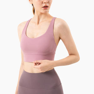 OEM ropa deportiva logotipo personalizado Fitness deportes camiseta sin mangas fuerte apoyo sólido Fitness gimnasio desgaste Top mujeres Sujetador deportivo sin costuras - Product Image 5