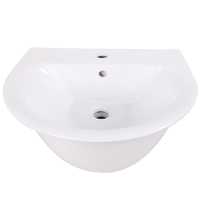 Lavabo à main de haute qualité une pièce suspendu lavabos de salle de bain blanc en céramique ronde mur suspendu bassin pour Villa salle de bain