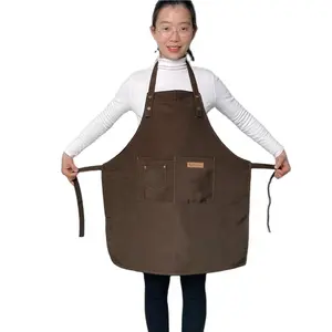 Waterproof Coffee Shop Adjustable Apron Beard Plastic Apron Kitchen Cooking for restaurants Linen Cotton Milking Custom Apron