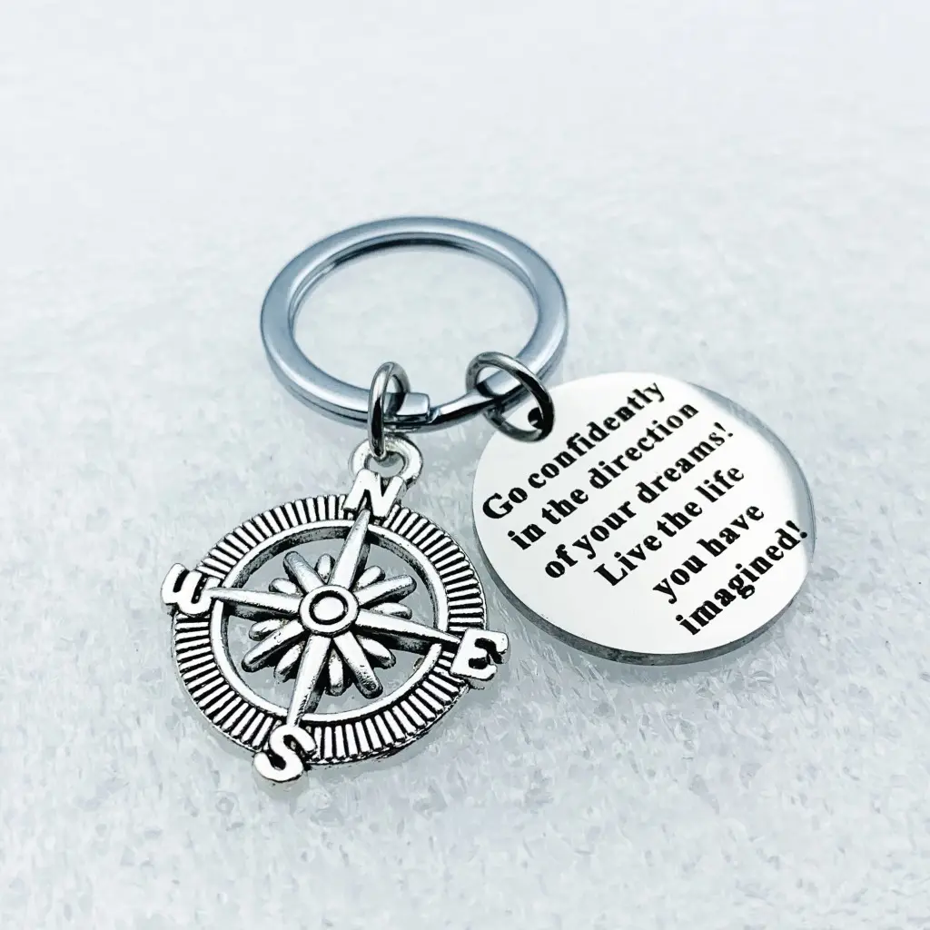 Beimai OEM Keychain Circle Pendant Inspirational Waterproof Stainless Steel Keychain