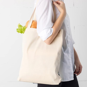 Bolso de compras reutilizable de lona de algodón personalizado blanco liso bordado personalizado - Product Image 3