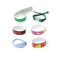 Bracelets jetables personnalisés en papier DuPont avec accents en PVC phosphorescents, étiquettes tissées, identification RFID, conception à usage unique