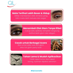 QL อายไลเนอร์กลิตเตอร์สีดำ ปากกาเขียนขอบตาแบบกันน้ำที่ได้รับการรับรองฮาลาล ให้สีดำเข้มข้นพร้อมประกายกลิตเตอร์ - Product Image 6