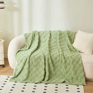Green Quilted Plush <b>Throw</b> Blanket Solid Color Soft Bedding Rectangular All-Season Use - Product Image 3
