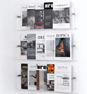 Étagère murale en acrylique, porte-revues, présentoir flottant transparent pour salon, bureau, café ou commerce de détail - Product Image 5