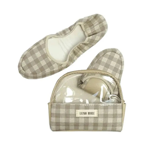 Pantuflas portátiles ligeras con diseño a cuadros, material de algodón y lino, pantuflas para el hogar - Product Image 2