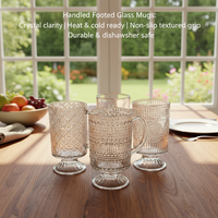 Verres à vin personnalisés avec logo, motif floral vintage en relief, écologiques et durables, 225 ml, pour hôtels et événements