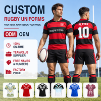 Seragam Jersey Rugby Kustom Vintage, Pakaian Rugby Union Klasik, Atasan dan Celana Pendek Rugby Pria Pro Fit Bergaris, Pabrik untuk Tim Klub