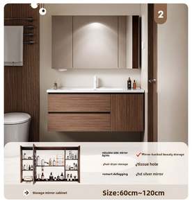 Mueble de Baño con Lavabo Doble de Pared - Mueble de Baño de Piedra Artificial Personalizado con Espejo LED - Product Image 3