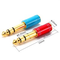 Adaptor mikrofon Audio Headphone Stereo Jack Female ke 3.5mm, adaptor mikrofon jaket PVC berlapis emas 6.35mm ke Headphone