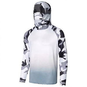 Custom Logo Performance Fishing Hoodie Integrated <b>Face</b> <b>Mask</b> UPF 50+ Sun Protection Shirt OEM Supplier - Product Image 1