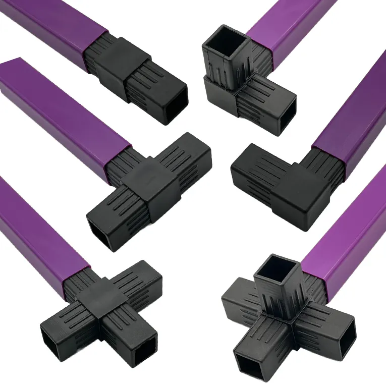 Accesorios para muebles, venta al por mayor, conectores de tubo de forma cuadrada, Conector de plástico para tubos cuadrados de Metal