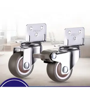 Wholesale caster wheels l-2 Inch Swivel Plate Casters TPE Caster Mute Wheels Replacement L shape caster for Baby Bed Trolley