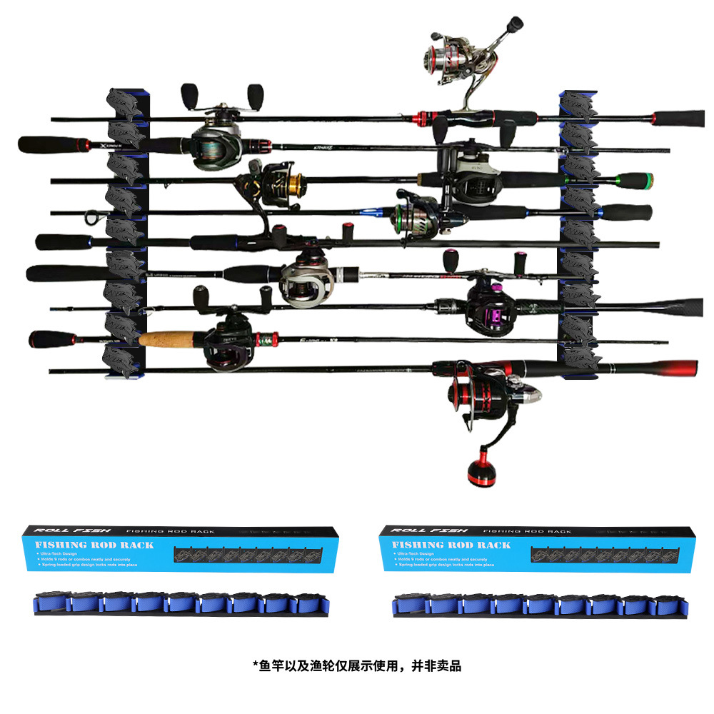 2 blue 9-hole fishing rod holders