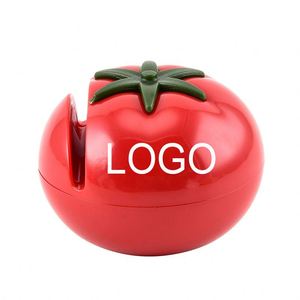 Aiguiseur de couteaux mini en forme de kaki rouge, personnalisé avec logo imprimé UV, professionnel, multi-grains, en céramique et acier inoxydable - Product Image 1