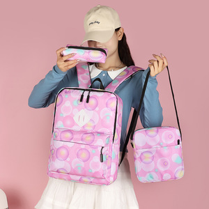 Ensemble 3 en 1 Sac à dos grande capacité pour filles Collège Lycée Frais et mignon Sac à dos pour filles - Product Image 2