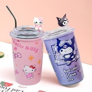Novo 450ml de aço inoxidável palha copo garrafa térmica caneca dos desenhos animados Anime Kulomi gatinho gato bonito água copo canecas de café isolamento Cooler Cup - Product Image 2