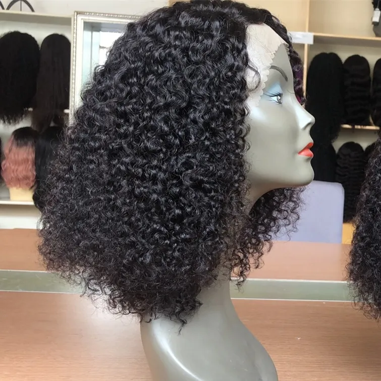 X-TRESS pas cher Nouvelle Apparence Ombre Brun Crépus Bouclés Cheveux Naturels Perruque Vierge Brésilienne Perruque de Cheveux Humains Avec des Cheveux De Bébé