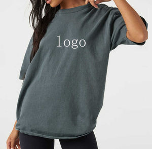 Vente en gros de T-shirs de créateur à col rond uni pour femmes T-shirt vierge surdimensionné en coton lourd de haute qualité en vrac personnalisation - Product Image 1