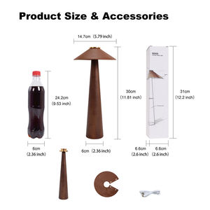 Tối Giản LED Không Dây Bảng Đèn Nấm Hình Dạng Cơ Sở Bằng Gỗ Da Bóng Điều Khiển Cảm Ứng Mờ Pin Ánh Sáng Ban Đêm Cho Nhà - Product Image 5