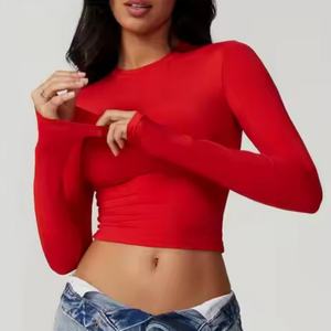 Ropa Deportiva con Logotipo Personalizado al por Mayor, Top de Yoga de Manga Larga, Agradable al Tacto, para Mujer - Product Image 1