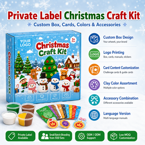 Kit de Pâte à Modeler DIY de Noël en Gros, Ensemble de 12 Tasses de Pâte à Modeler Auto-Durcissante pour Fêtes Familiales et Écoles, Marque Privée Prêt pour FBA OEM - Product Image 4