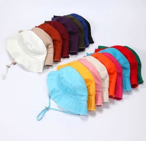 หมวกบักเก็ตวินเทจแบบฟอกสี ขอบดิบ สำหรับผู้หญิง หมวกกันแดดสำหรับกิจกรรมกลางแจ้ง ฤดูใบไม้ผลิ ฤดูร้อน สีพื้น พร้อมเชือกกันลม - Product Image 1