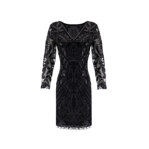 Ecoparty Styles personnalisés quantité minimale de commande 12pcs 1920er Flapper Kleid Mit Paillettenverzierung Und Quastensaum Abendkleider Ballkleid Mit Ku - Product Image 4