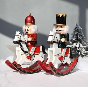 Schiaccianoci Decorativo 30cm, Ornamenti in Legno, Cavallo a Dondolo, Cavallo da Guerra in Legno, Schiaccianoci - Product Image 3