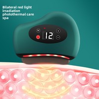Planche de massage électrique Gua Sha vibrante avec lumière rouge, ceinture de massage corporel, application de chaleur en pierre de Bian noire
