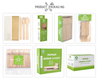 Kit de couverts en bois personnalisé 160mm couteau cuillère fourchette avec boîte de présentation pour le service alimentaire et la vente au détail