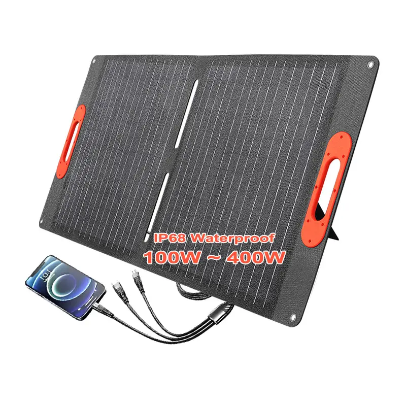 Panel solar plegable portátil de alta eficiencia 100W 200W 300W MONO panel solar plegable al aire libre panel solar plegable