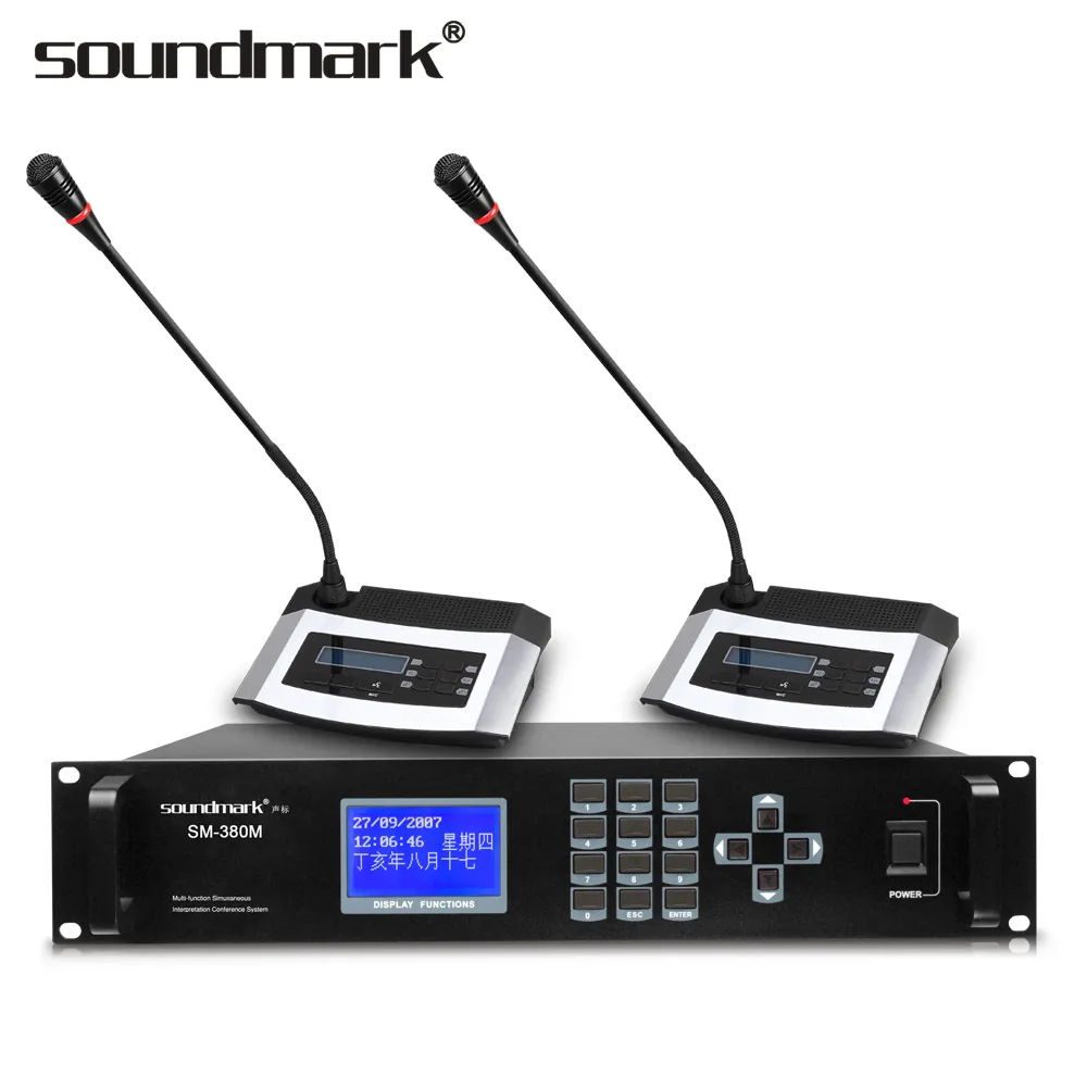 Commercio all'ingrosso contrassegno digitale senza fili audio sistema di sm-380 in grado di collegare fino a 260 microfoni microfono per conferenze