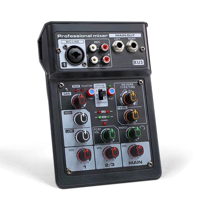 XTUGA XU3 Professional 3 Channel USB Sound Card with 48V Phantom Power Supply for Recording & Live Broadcasting