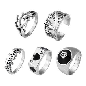 Traje de joyería de aleación de estilo Retro Punk oscuro 53 Piezas Wind Oil Skull <span class=keywords><strong>Spider</strong></span> Solitaire Ghostface Ring Set - Product Image 5