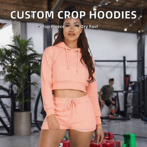 Sudadera Corta Deportiva Personalizada de Alta Calidad para Mujer, Sudadera con Capucha de Algodón y Felpa, Antiencogimiento, Tejido de Punto, Informal, de Secado Rápido y Transpirable - Product Image 2