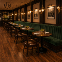 Ensemble de meubles de restaurant haut de gamme Ron Group, table ronde en bois, chaise ergonomique en cuir, banquette rembourrée en velours