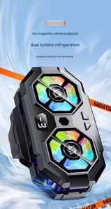 Enfriador de teléfono recargable con ventilador dual <span class=keywords><strong>LED</strong></span> FS06, refrigeración más fuerte de larga duración, juegos de refrigeración por aire para transmisión en vivo con soporte para teléfono - Product Image 3