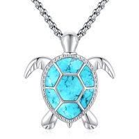 925 Sterling Silver Sea Turtle Abalone Shell Ocean Blue Opal Pendentif Collier Hawaiian Beach Caribbean Jewelry