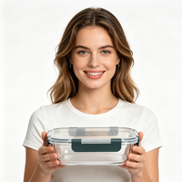Ensemble de récipients de stockage alimentaire en verre borosilicate de 1040 ml avec couvercle