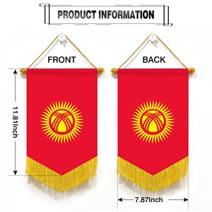 Bandera NACIONAL <span class=keywords><strong>DE</strong></span> Kirguistán con borlas <span class=keywords><strong>de</strong></span> 20x30cm que se muestra junto a las estanterías <span class=keywords><strong>de</strong></span> la Biblioteca agrega un toque cultural - Product Image 3