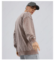 Ensemble de sweat-shirts surdimensionnés pour hommes, vintage, en tissu éponge, thermiques, d'hiver, style hip-hop, col rond, lavés, avec impression personnalisée en relief