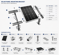 Systèmes de montage solaire photovoltaïque à angle fixe montés au sol, fournisseur leader Zhongxin, traitement de surface anodisé, résistance au vent 60 m/s