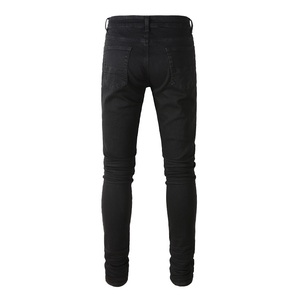 High Street Hip Pop Jeans Slim Fit classici per gli uomini in stile <span class=keywords><strong>Y2K</strong></span> nero Design semplice impilati pantaloni in Denim Casual alla moda del ragazzo - Product Image 3