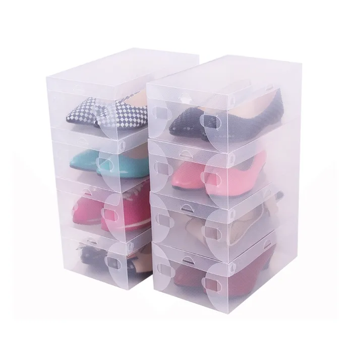 New Design Foldable Hotel Hospital Clear Plastic Shoe Box Drawer Home Stackable Storage Organiser With Lid For Europe