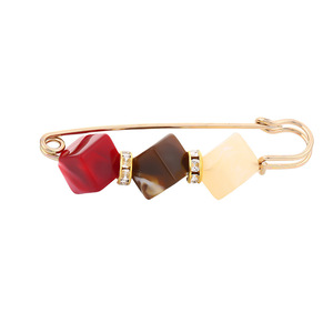 Retro <b>Marble</b> Metal Brooch Geometric Shape Zinc Alloy Women's Fashion Scarf Pin Daily Wear Accessory - Product Image 5