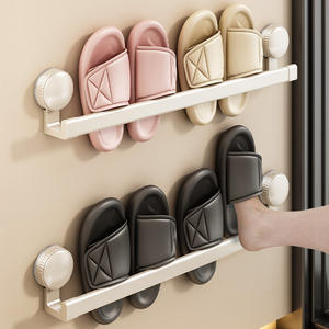 Support mural rond à ventouse pour pantoufles, sans perçage, solution de rangement pour salle de bain et toilettes, organisateur de chaussures avec drainage - Product Image 5